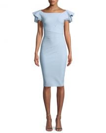 Julienne Tiered-Sleeve Cocktail Sheath Dress at Neiman Marcus